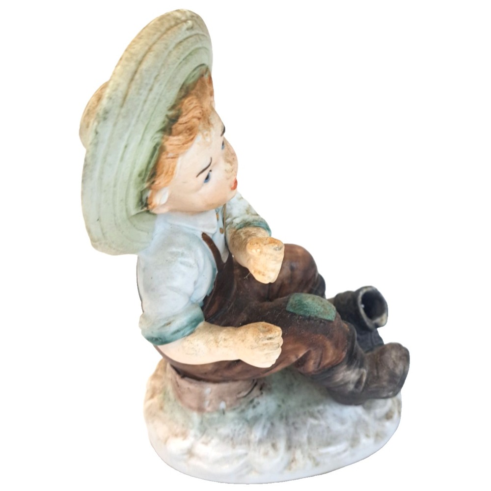 Vintage Norleans Japan Figurine Boy Fishing NO ROD Country - Picture 5 of 8